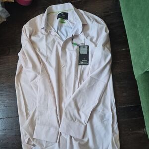 Tom Baine Performance Shirt Slim Fit 4 Way Stretch Wrinkle Free Flip Cuff XL